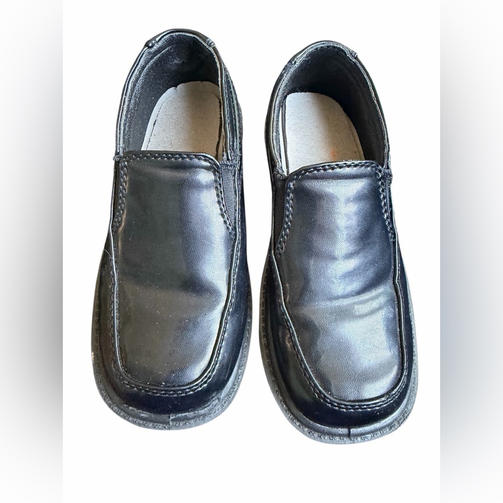Deer Stags Boys Black Slip-On Loafers with Stitch Detail